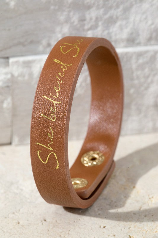 She Believed She Could Snap Leather Bracelet