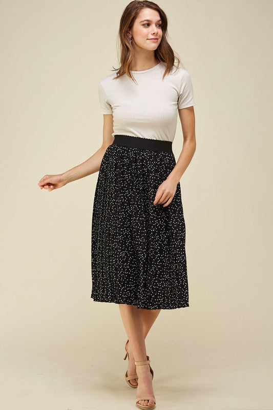 Pleated Polka Dot Skirt