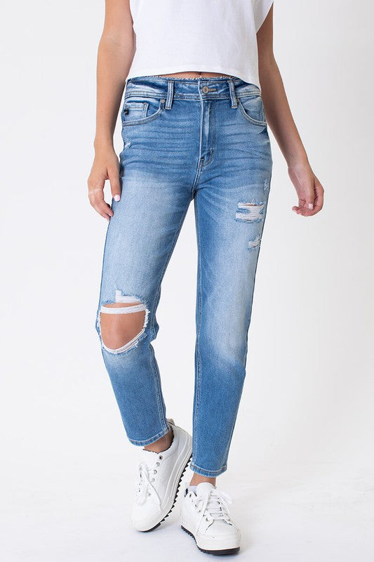 Laney Kancan High Rise Distressed Mom Jean