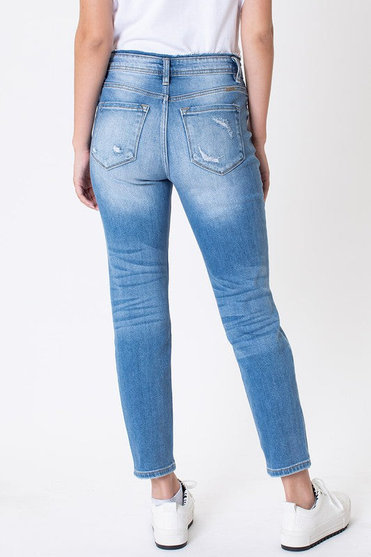 Laney Kancan High Rise Distressed Mom Jean