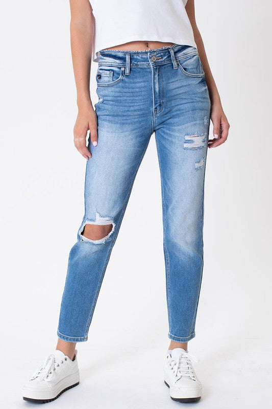 Laney Kancan High Rise Distressed Mom Jean