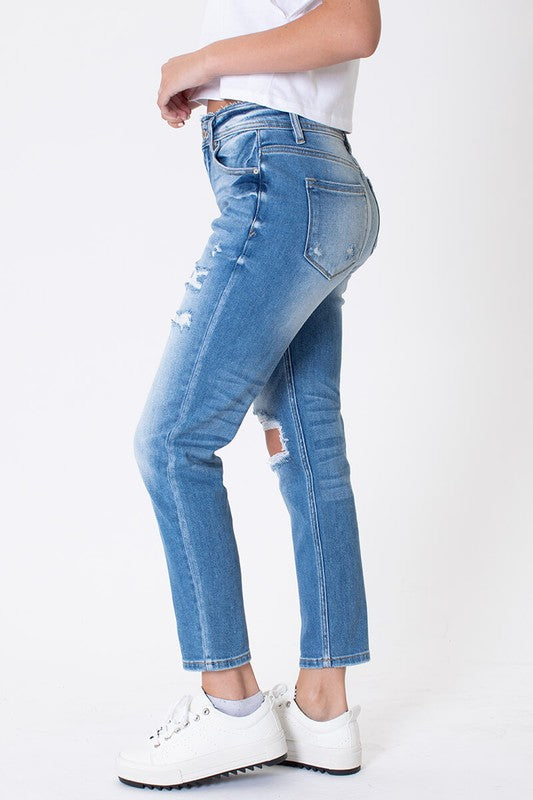 Laney Kancan High Rise Distressed Mom Jean