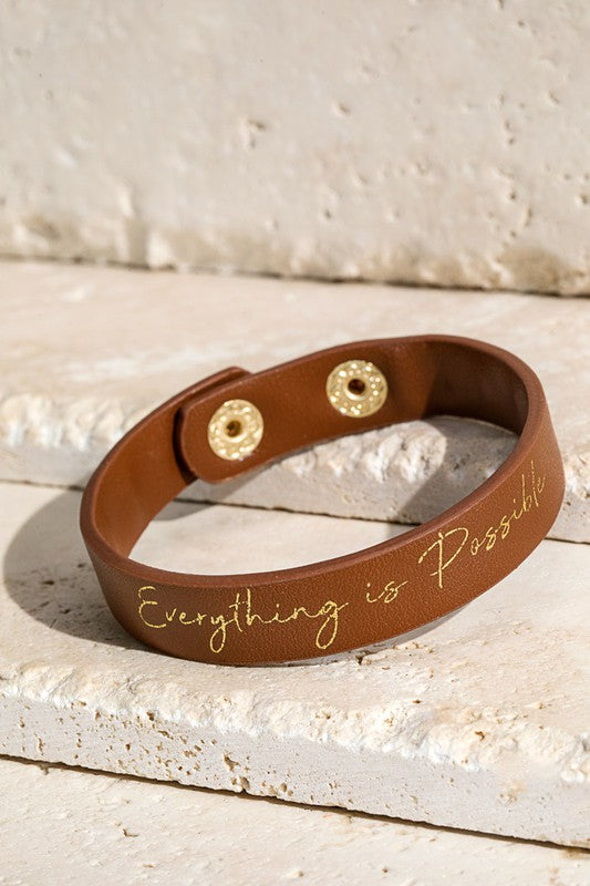 Everything Is Possible Snap Leather Bracelet