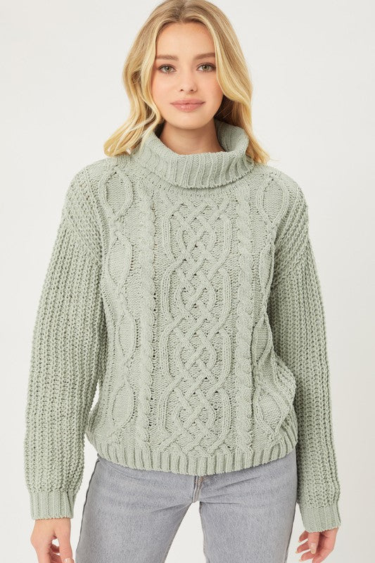 Matte Chenille Turtleneck Sweater