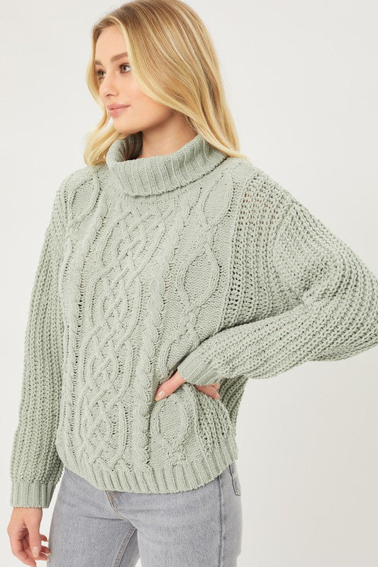 Matte Chenille Turtleneck Sweater