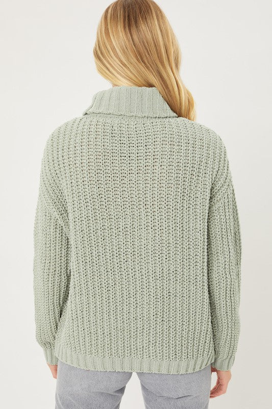 Matte Chenille Turtleneck Sweater