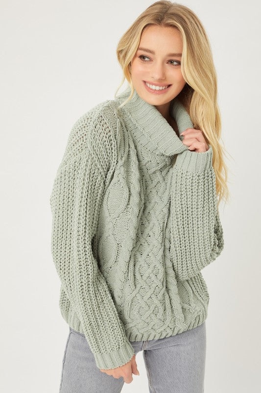 Matte Chenille Turtleneck Sweater