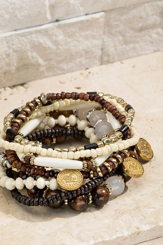 Multi Layered Mixed Beads Bracelet
