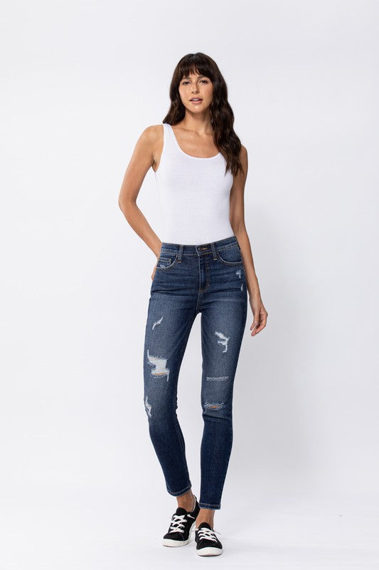 Tova High Rise Skinny Jean with Front Distressing