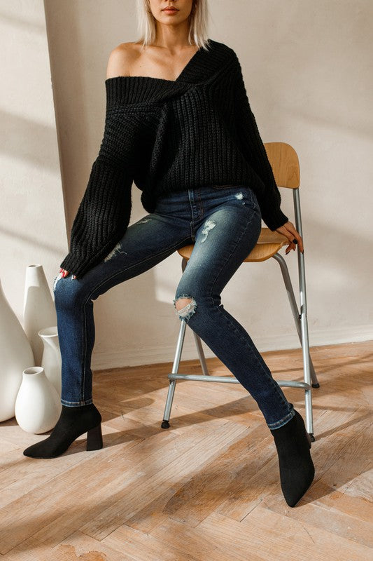 Tova High Rise Skinny Jean with Front Distressing