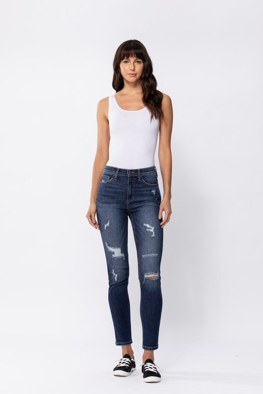 Tova High Rise Skinny Jean with Front Distressing