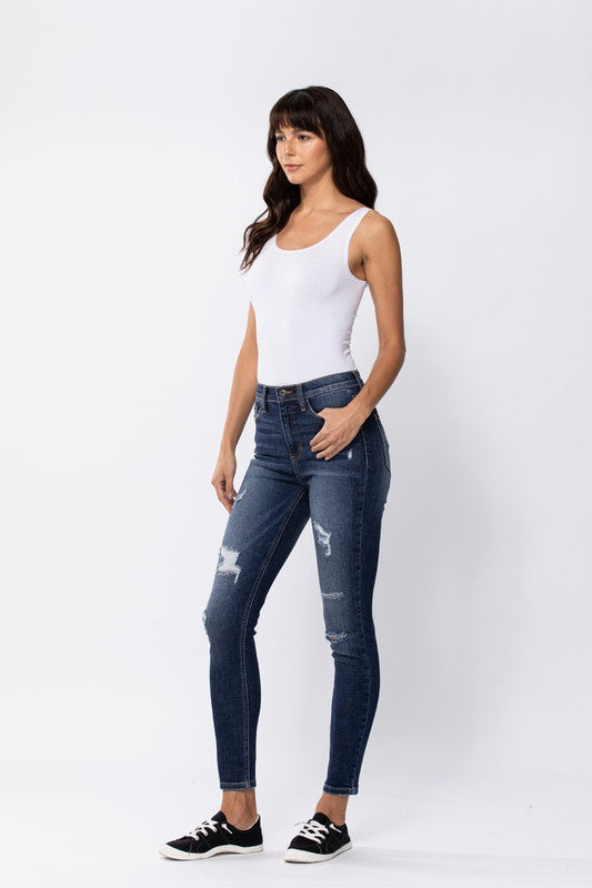 Tova High Rise Skinny Jean with Front Distressing