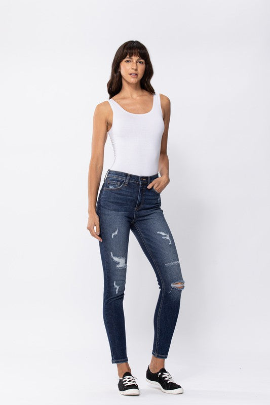 Tova High Rise Skinny Jean with Front Distressing