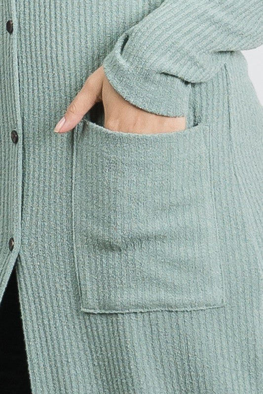 Ribbed Button Front Cardigan