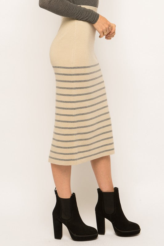 Stripe Bottom Midi Skirt