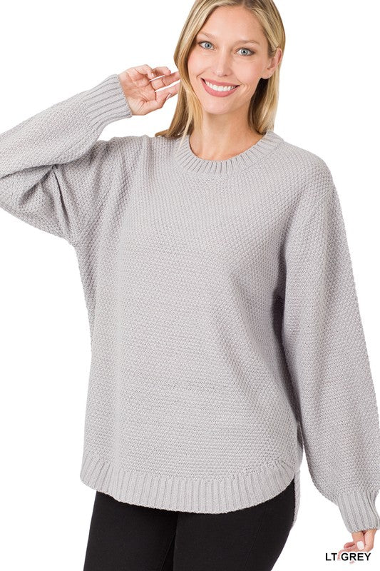 Round Hem Crew Neck Sweater