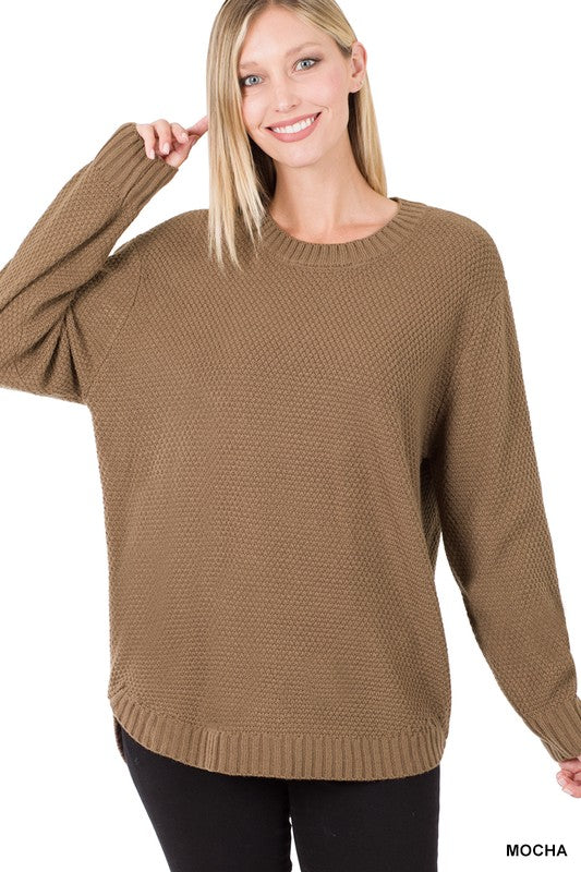 Round Hem Crew Neck Sweater
