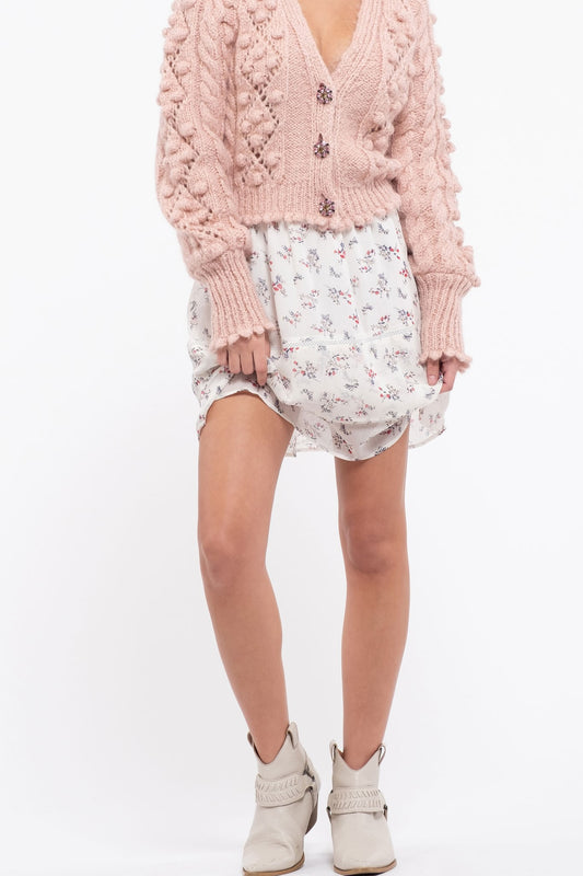 Floral Ruffle Hem Mini Skirt