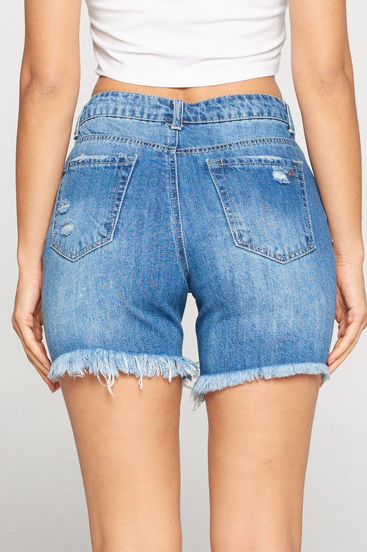 Distressed Dark Wash Short