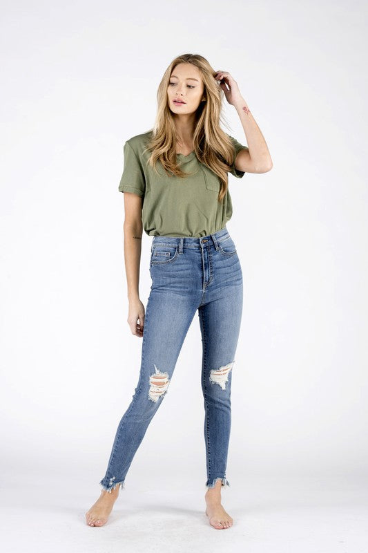 Mylie High Rise Distressed Skinny Jeans