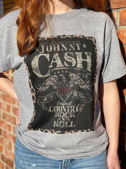 Johnny Cash Leopard Band Tee