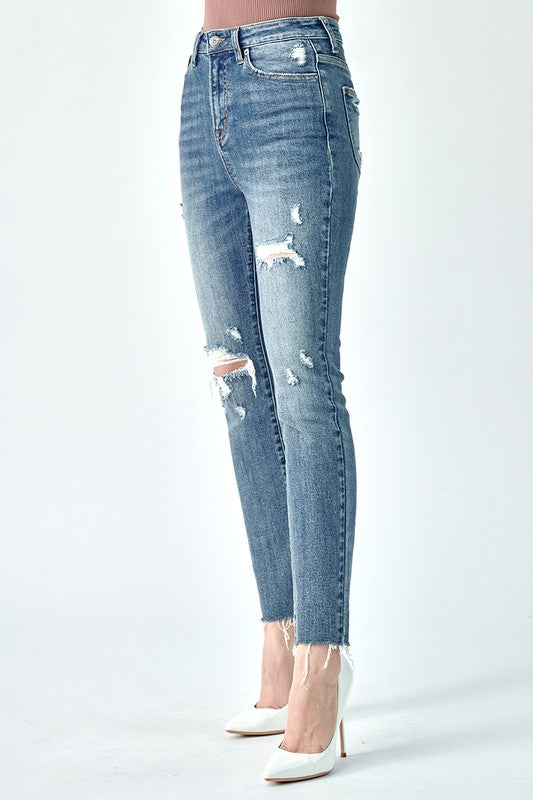 Sienna High Rise Distressed Relaxed Skinny Jean