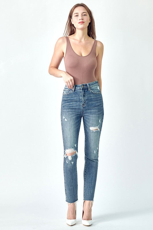 Sienna High Rise Distressed Relaxed Skinny Jean