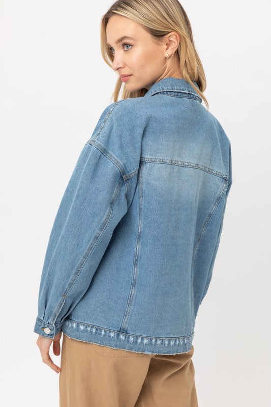 Oversized Distressed Denim Jacket