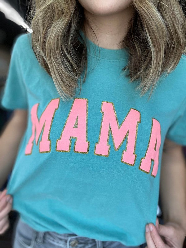 Pink and Blue Textured Mama Tee