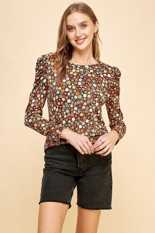 Floral Sleeve with Ruffle Detail