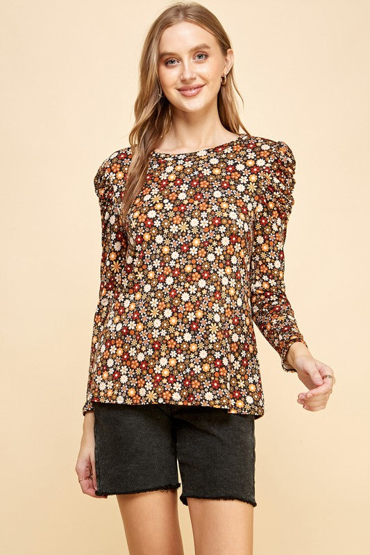 Floral Sleeve with Ruffle Detail