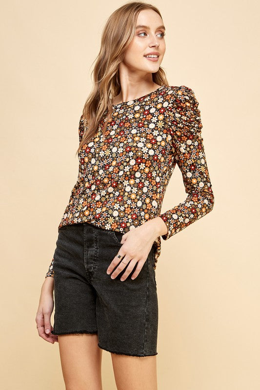 Floral Sleeve with Ruffle Detail