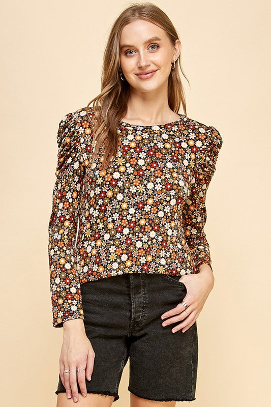 Floral Sleeve with Ruffle Detail