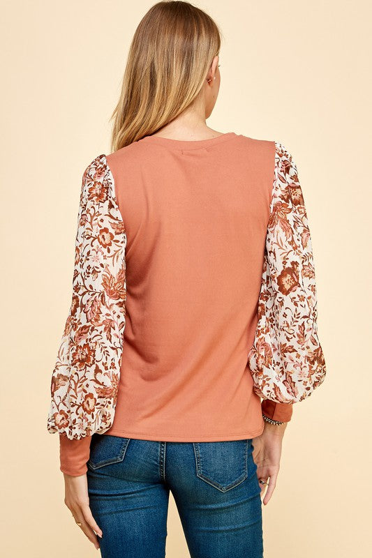 Puff Printed Sleeve Top