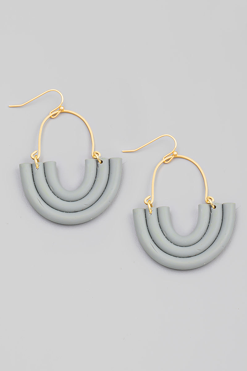 Semi Circle Clay Hoop Drop Earrings