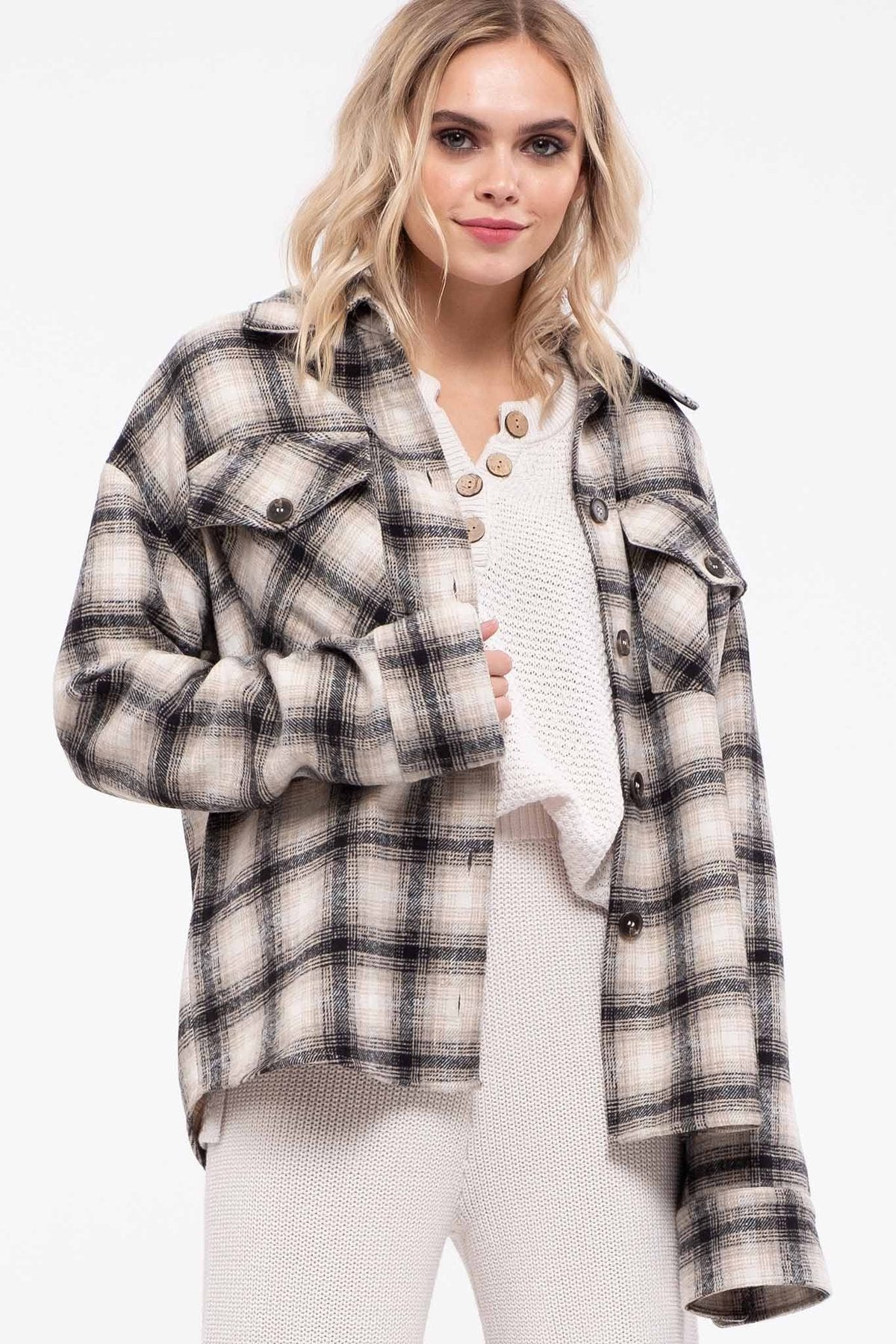 Plaid Button-Up Shacket
