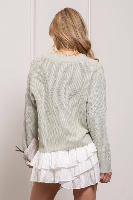 Knit V-Neck Button Front Cardigan