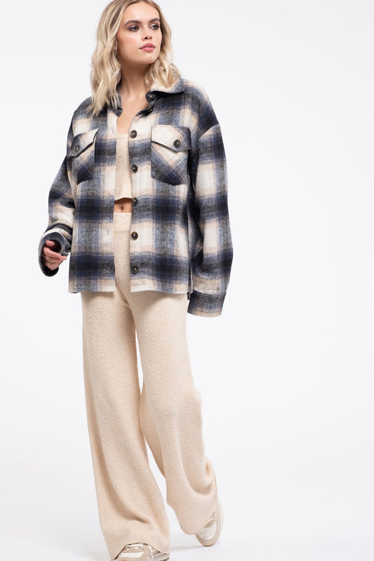 Plaid Button Up Shacket