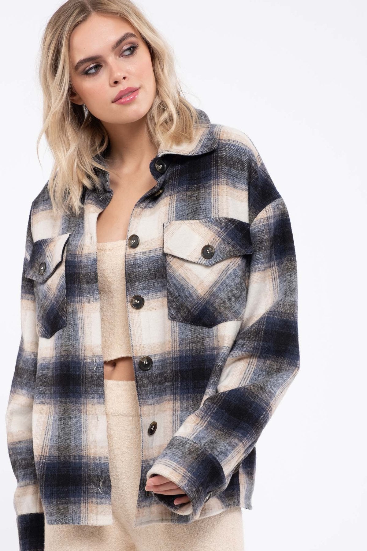 Plaid Button Up Shacket