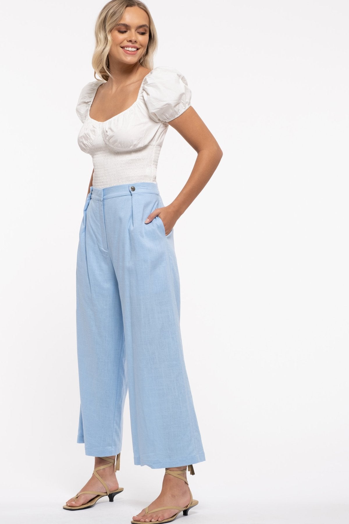 Pleated Wide Leg Pant