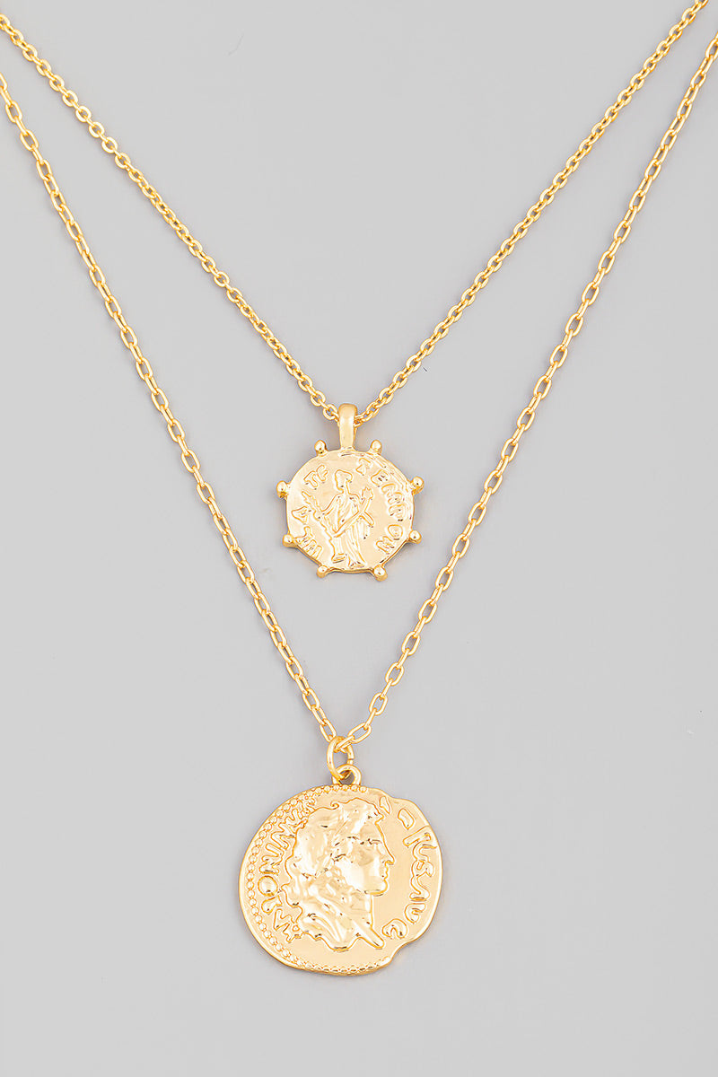 Layered Antique Coin Pendant Necklace