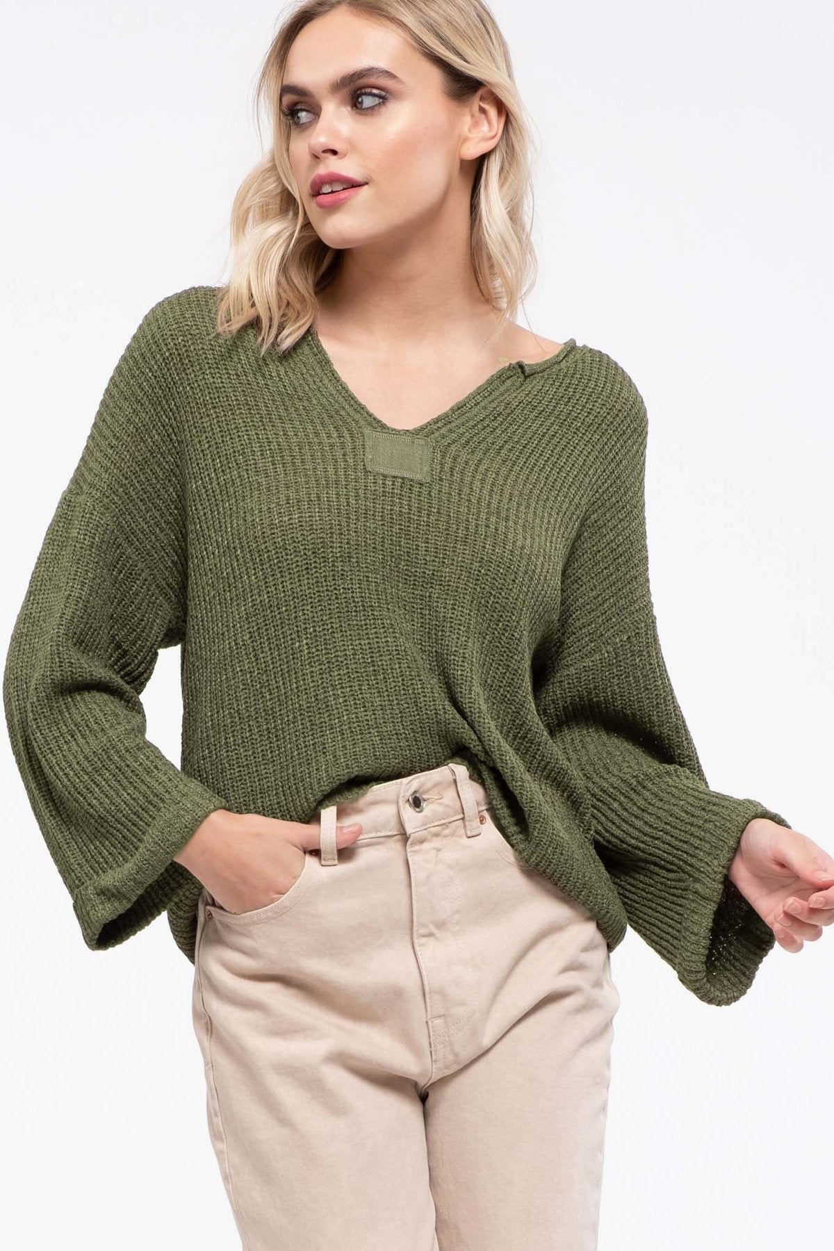 Split Front Drop Shoulder Sweater