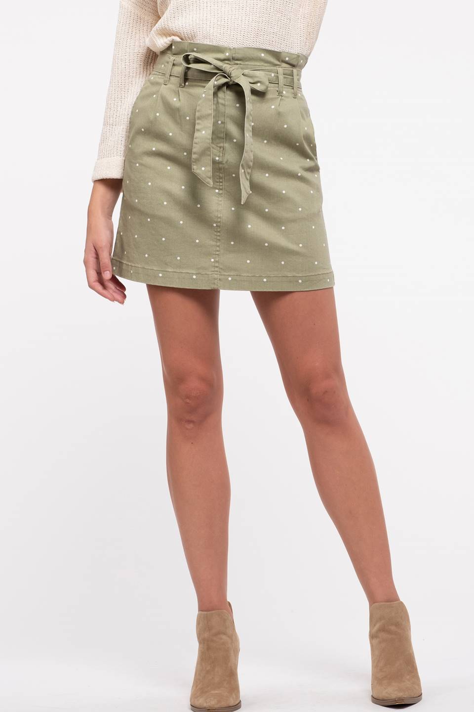 Polka Dot Paperbag Waist Skirt