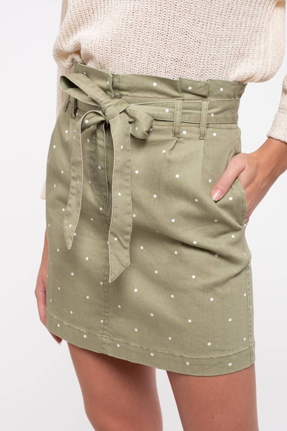 Polka Dot Paperbag Waist Skirt