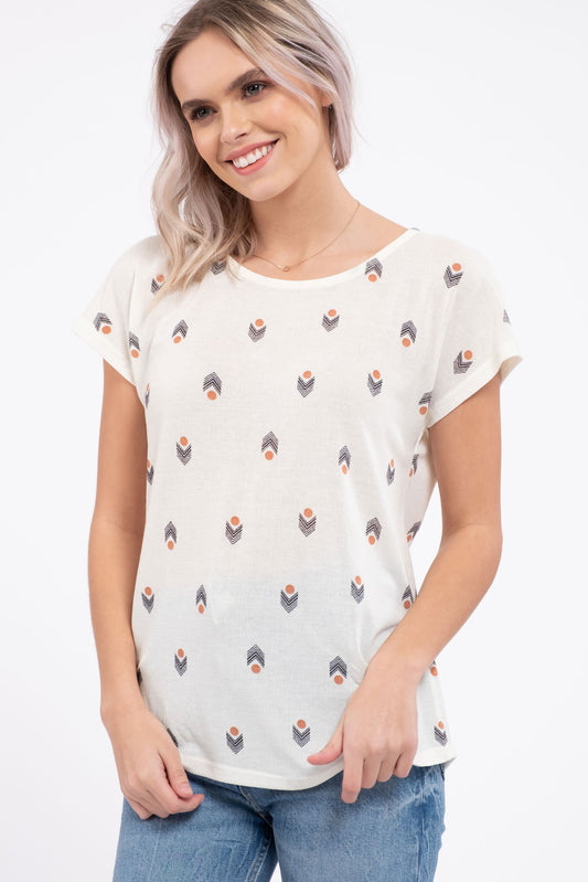 Button Back Printed Top