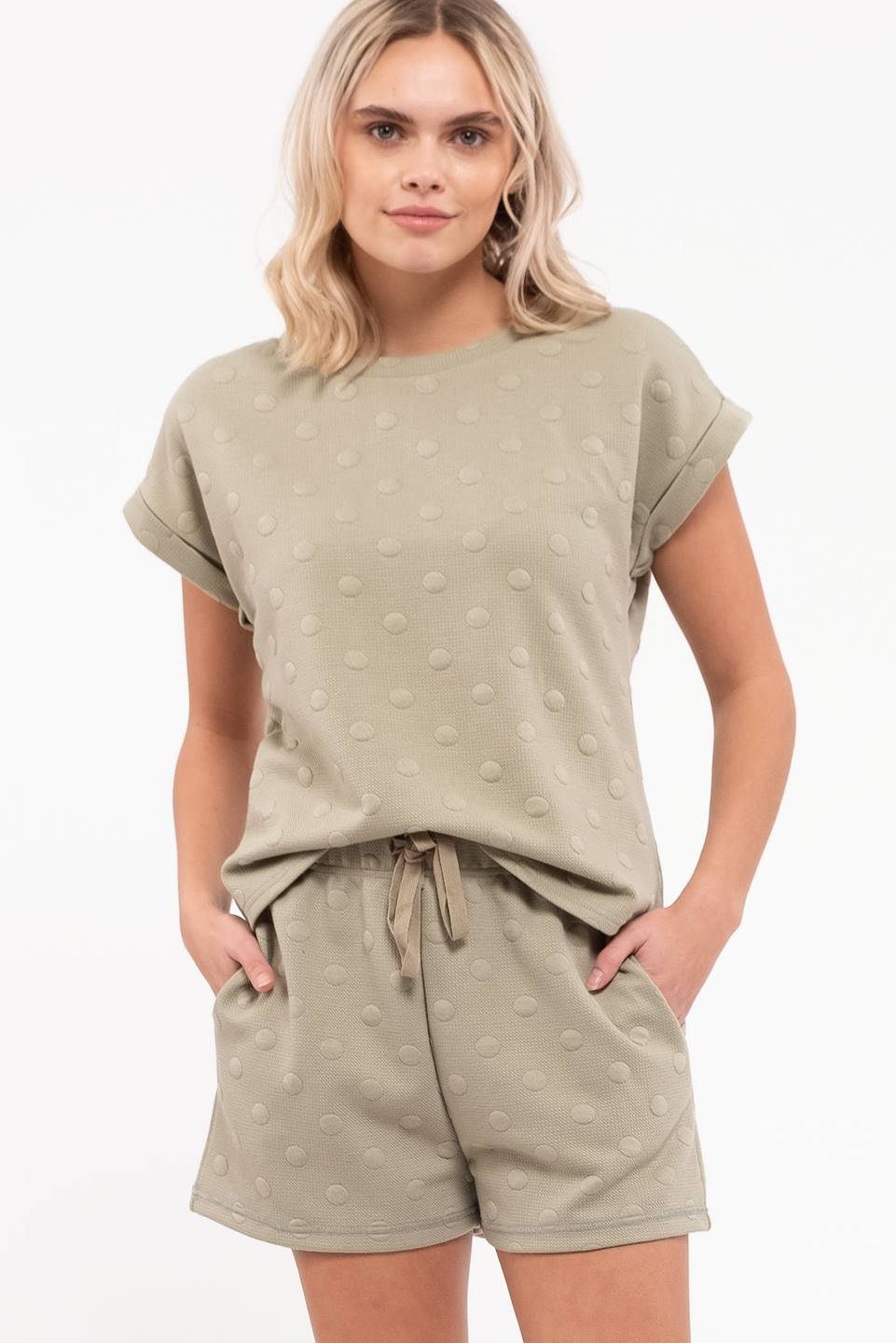 Textured Swiss Dot Cozy Shorts