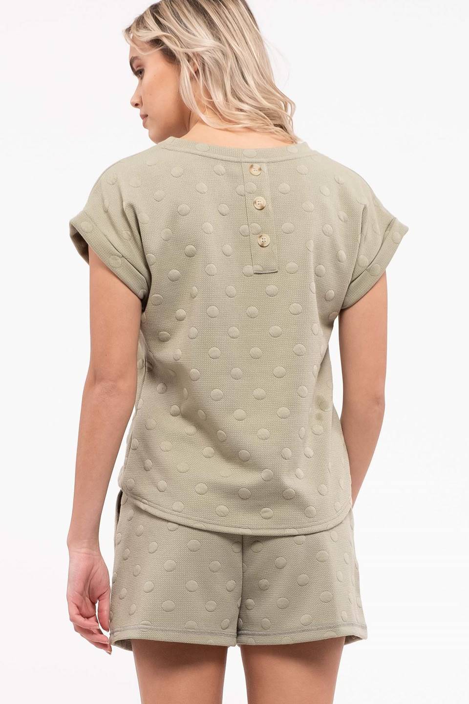 Swiss Dot Button Back Top