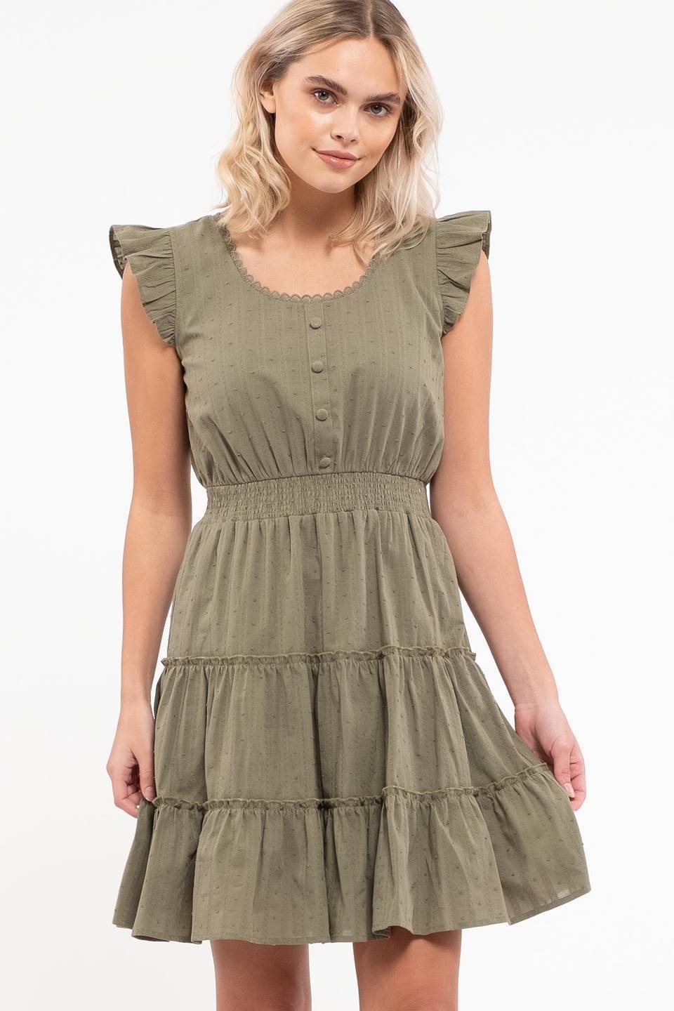 Ruffle Sleeve Tiered Dress