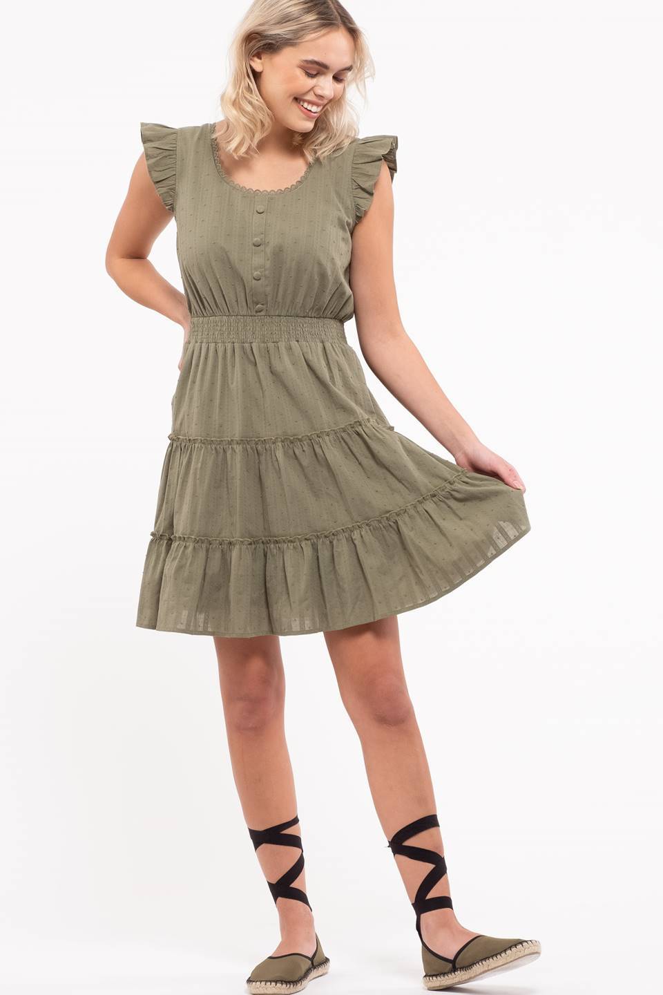 Ruffle Sleeve Tiered Dress