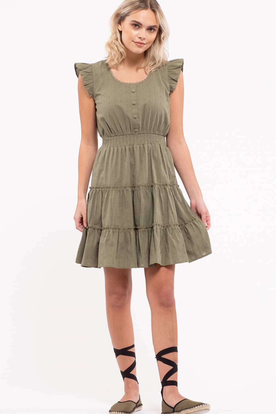 Ruffle Sleeve Tiered Dress